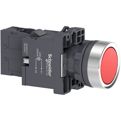 XA2EW34M1 - Botao Completo Luminoso 22mm Retorno Por Mola 220vac Vermelho 1na